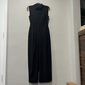 Athleta Brooklyn Heights Wide Leg Jumpsuit Black Sleeveless Collared Women's 4